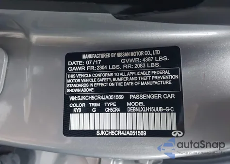 2018 Infiniti Qx30 Luxury из США, поврежденный, VIN SJKCH5CR4JA051569